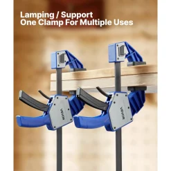 VEVOR Bar Clamps for Woodworking, 2-Pack 24 inch One-Handed Clamp/Spreader, Quick-Grip F-Clamp with 340 lbs Load Limit, Premium Plastic and Carbon Steel, for Woodworking Metal working, Blue + Black