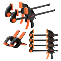 VEVOR Bar Clamps for Woodworking, 8-Pack, 24" Opening F Clamps, 600 lbs Load Limit, with Plastic Pad and Self-Locking Design, Premium Cast Iron and Carbon Steel, for Wood Working and Metal Working