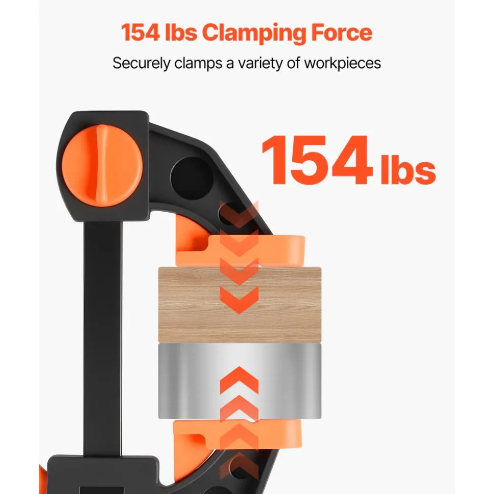 VEVOR Bar Clamps for Woodworking, 8-Pack, 6" and 12" F Clamps, 600 lbs Load Limit, with Plastic Pad and Self-Locking Design, Malleable Iron and Carbon Steel, for Wood Working and Metal Working