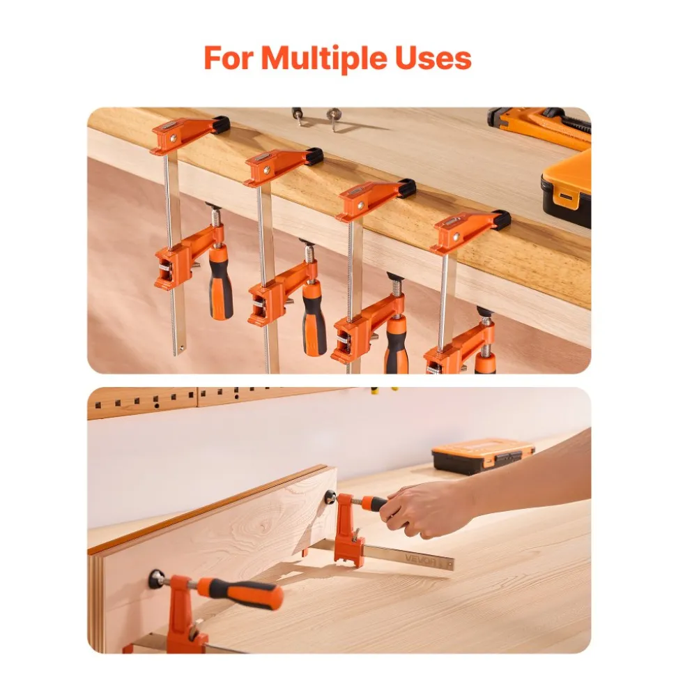 VEVOR Bar Clamps for Woodworking, 2-Pack 24" One-Handed Clamp/Spreader, Quick-Change F Clamp with 300 lbs Load Limit, High-strength Plastic and Carbon Steel, Wood Clamps for Woodworking Metal Working