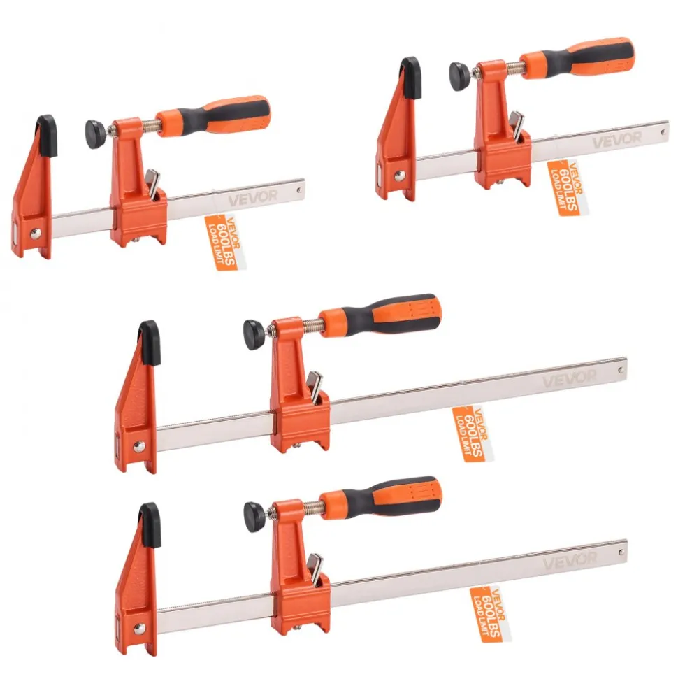 VEVOR Bar Clamps for Woodworking, 2-Pack 24" One-Handed Clamp/Spreader, Quick-Change F Clamp with 300 lbs Load Limit, High-strength Plastic and Carbon Steel, Wood Clamps for Woodworking Metal Working