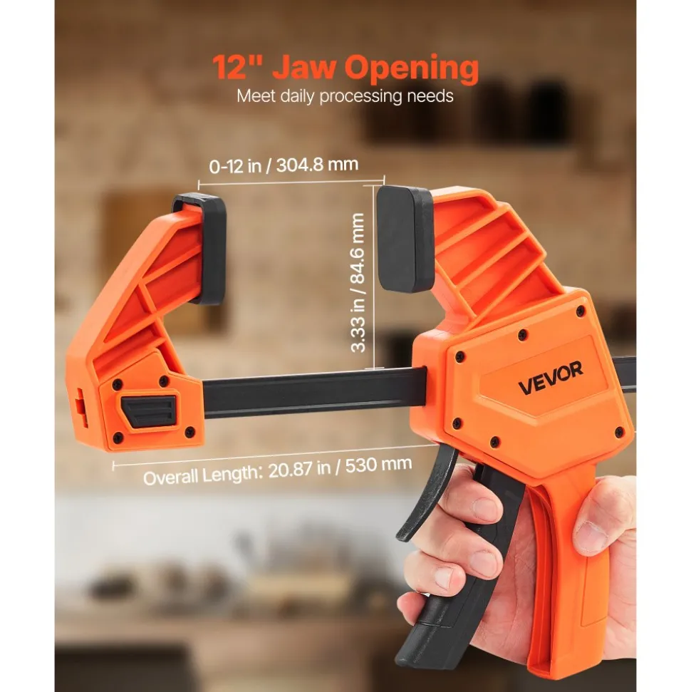 VEVOR Bar Clamps for Woodworking, 2-Pack 36 inch Opening, Lockable F-Clamp with 600 lbs Load Limit, 2-1/2 inch Depth, Cast Iron and Carbon Steel, Easy to Use, Wood Clamps for Woodworking Metal Working