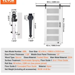 VEVOR Barn Door and Hardware Kit, 42