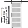 VEVOR Barn Door and Hardware Kit, 36" x 84" Wood and Glass Sliding Barn Door, Smoothly and Quietly, Barn Door Kit with 8-in-1 Floor Guide and Door Handle, Spruce Wood Slab and Frosted Glass
