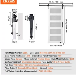 VEVOR Barn Door and Hardware Kit, 36