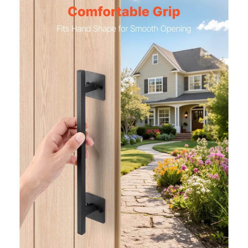 VEVOR Barn Door Handle, 12.6 in Rustic Fence Gate Handle, Rust-Resistant Coating, Heavy Duty Carbon Steel Outdoor Gate Handles, Easy to Install, Metal Sliding Door Pulls for Garage Shed Closet Pantry