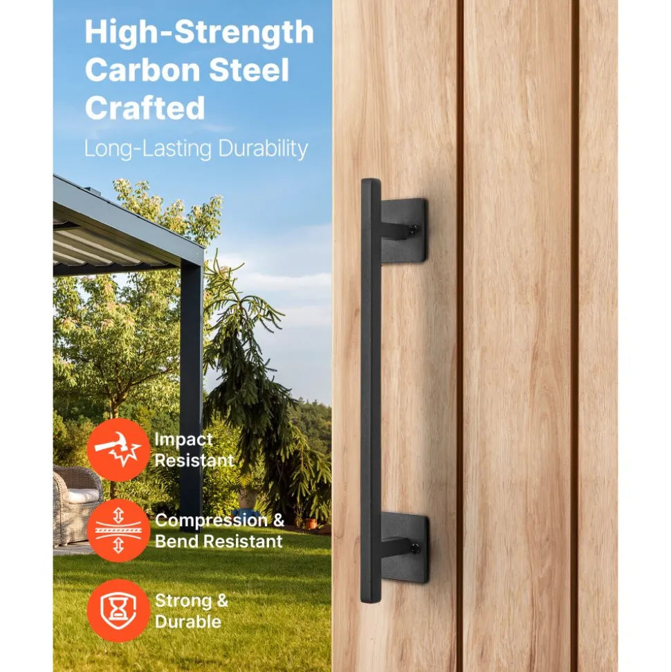 VEVOR Barn Door Handle, 12.6 in Rustic Fence Gate Handle, Rust-Resistant Coating, Heavy Duty Carbon Steel Outdoor Gate Handles, Easy to Install, Metal Sliding Door Pulls for Garage Shed Closet Pantry