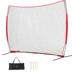 VEVOR Barricade Backstop Net, 12x9 ft Ball Sports Barrier Netting, Portable Practice Equipment with Carry Bag, Protection Screen for Baseball Softball Lacrosse Soccer Hockey Training, for Backyard