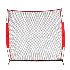 VEVOR Barricade Backstop Net, 7x7 ft Ball Sports Barrier Netting, Portable Practice Equipment with Carry Bag, Protection Screen for Baseball Softball Lacrosse Soccer Hockey Training, for Backyard