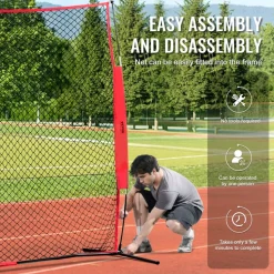 VEVOR Barricade Backstop Net, 7x7 ft Ball Sports Barrier Netting, Portable Practice Equipment with Carry Bag, Protection Screen for Baseball Softball Lacrosse Soccer Hockey Training, for Backyard