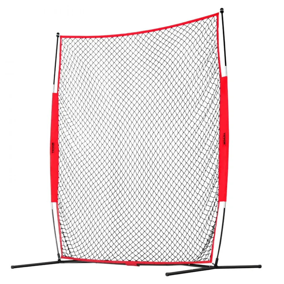 VEVOR Barricade Backstop Net, 7x7 ft Ball Sports Barrier Netting, Portable Practice Equipment with Carry Bag, Protection Screen for Baseball Softball Lacrosse Soccer Hockey Training, for Backyard