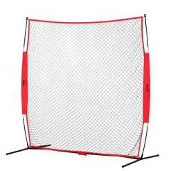 VEVOR Barricade Backstop Net, 7x7 ft Ball Sports Barrier Netting, Portable Practice Equipment with Carry Bag, Protection Screen for Baseball Softball Lacrosse Soccer Hockey Training, for Backyard