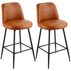 VEVOR Bar Stool Set of 3, 25 inch Counter Height Stools, Counter Barstool with Backrest, Arm, Metal Frame, and Footrest, Accent Fabric Bar Chair, Island Barstools for Kitchen, Dining Room, White