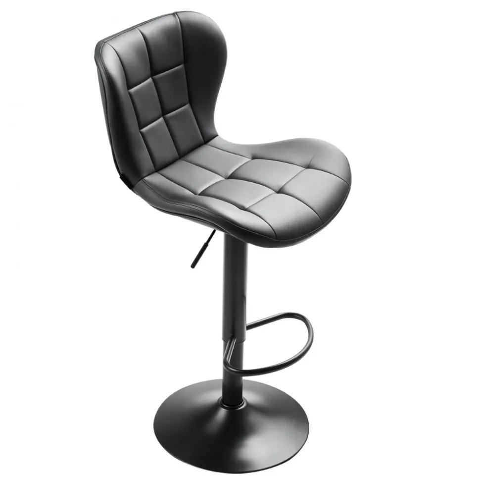 VEVOR Bar Stool Set of 2, Modern PU Leather Counter Height Stools, Swivel Kitchen Barstool with Back and Footrest, Height Adjustable Armless Bar Chair, Island Barstools for Kitchen, Dining Room, Black