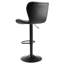 VEVOR Bar Stool Set of 2, Modern PU Leather Counter Height Stools, Swivel Kitchen Barstool with Back and Footrest, Height Adjustable Armless Bar Chair, Island Barstools for Kitchen, Dining Room, Black