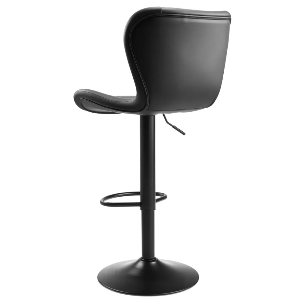 VEVOR Bar Stool Set of 2, Modern PU Leather Counter Height Stools, Swivel Kitchen Barstool with Back and Footrest, Height Adjustable Armless Bar Chair, Island Barstools for Kitchen, Dining Room, Black