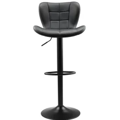 VEVOR Bar Stool Set of 2, Modern PU Leather Counter Height Stools, Swivel Kitchen Barstool with Back and Footrest, Height Adjustable Armless Bar Chair, Island Barstools for Kitchen, Dining Room, Black