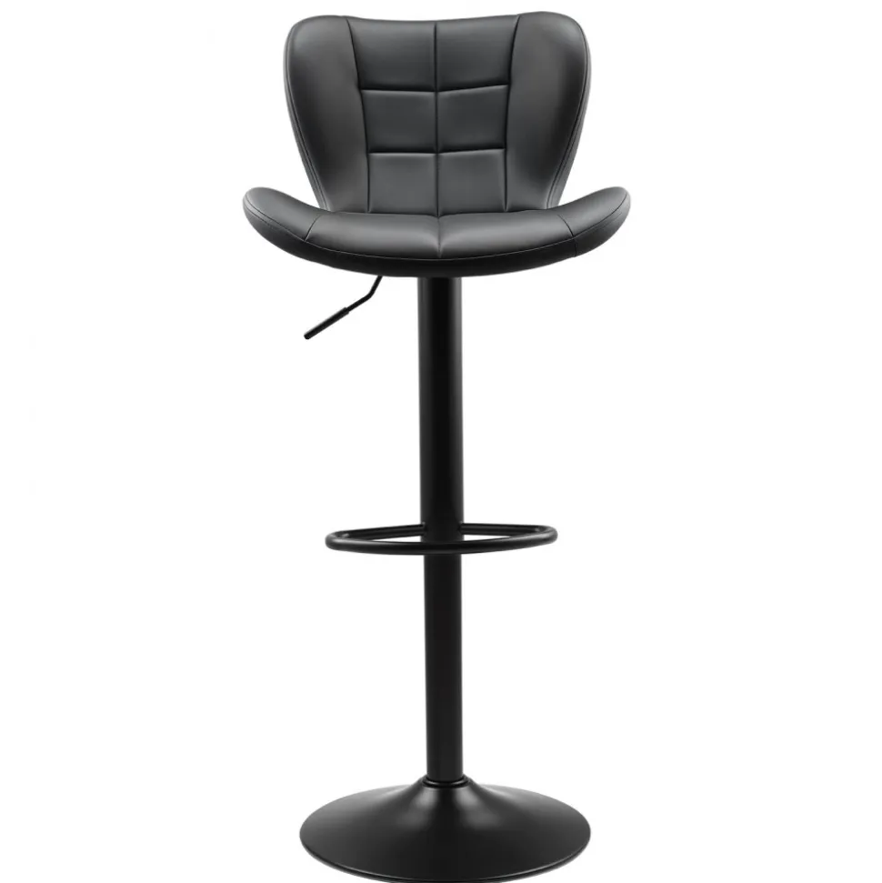 VEVOR Bar Stool Set of 2, Modern PU Leather Counter Height Stools, Swivel Kitchen Barstool with Back and Footrest, Height Adjustable Armless Bar Chair, Island Barstools for Kitchen, Dining Room, Black