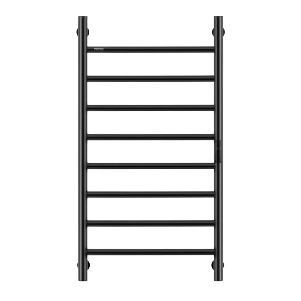 VEVOR 8 Bars Towel Warmer Rack, 120V Wall Mounted Heated Towel Rack for Bathroom, IPX5 Waterpoof Towel Heater Rack with Timer & LED Display Screen, 5 Levels Adjustable Temperature Towel Heater, Black