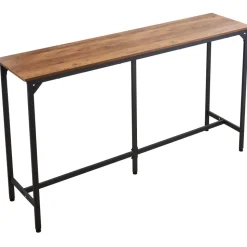 VEVOR Bar Table, 1PCS 63″ Kitchen Bar Table, Tall Dining Tables with Rounded Edge, Rectangular High Top Kitchen Tables for Balcony, Living Room, Light Brown, Black, Extended Horizontal Design