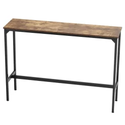 VEVOR Bar Table, Sturdy Metal Frame High Top Pub Table, Narrow Long Kitchen Dining, Cocktail Counter Bar Height Desk, Easy to Assemble,39x16x35.5 in, for Living Room Party, Rustic Brown and Black