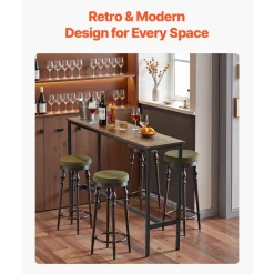 VEVOR Bar Table, Sturdy Metal Frame High Top Pub Table, Narrow Long Kitchen Dining, Cocktail Counter Bar Height Desk, Easy to Assemble,39x16x35.5 in, for Living Room Party, Rustic Brown and Black