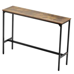 VEVOR Bar Table, Sturdy Metal Frame High Top Pub Table, Narrow Long Kitchen Dining, Cocktail Counter Bar Height Desk, Easy to Assemble,39x16x35.5 in, for Living Room Party, Rustic Brown and Black