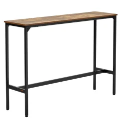 VEVOR Bar Table, Sturdy Metal Frame High Top Pub Table, Narrow Long Kitchen Dining, Cocktail Counter Bar Height Desk, Easy to Assemble,39x16x35.5 in, for Living Room Party, Rustic Brown and Black