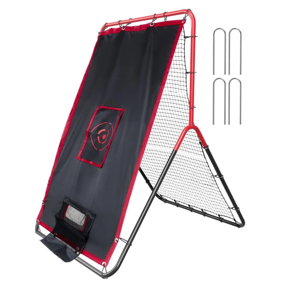 VEVOR Baseball And Softball Rebounder Net, 3.5 x 4.5 ft 2-in-1 Switch Hitter Pitch Trainer, PitchBack Baseball Pitching Return Trainer Nest, Bounce Back Net for Fielding/Throwing Practice