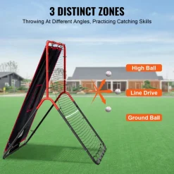 VEVOR Baseball And Softball Rebounder Net, 3.5 x 4.5 ft 2-in-1 Switch Hitter Pitch Trainer, PitchBack Baseball Pitching Return Trainer Nest, Bounce Back Net for Fielding/Throwing Practice