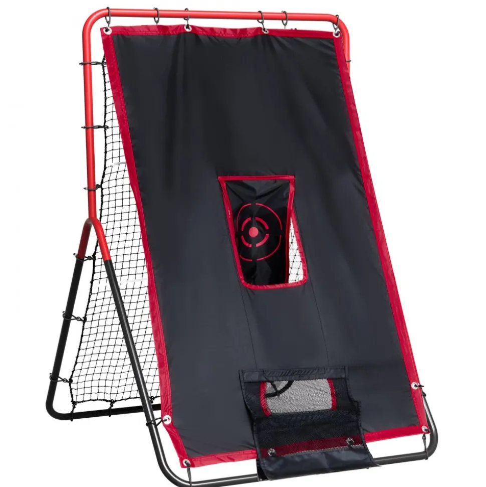 VEVOR Baseball And Softball Rebounder Net, 3.5 x 4.5 ft 2-in-1 Switch Hitter Pitch Trainer, PitchBack Baseball Pitching Return Trainer Nest, Bounce Back Net for Fielding/Throwing Practice