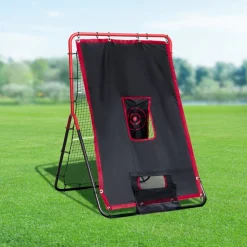 VEVOR Baseball And Softball Rebounder Net, 3.5 x 4.5 ft 2-in-1 Switch Hitter Pitch Trainer, PitchBack Baseball Pitching Return Trainer Nest, Bounce Back Net for Fielding/Throwing Practice
