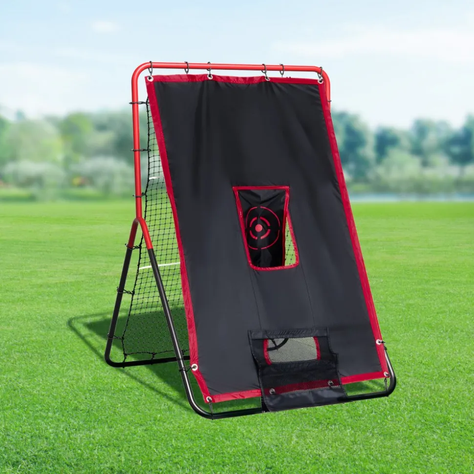 VEVOR Baseball And Softball Rebounder Net, 3.5 x 4.5 ft 2-in-1 Switch Hitter Pitch Trainer, PitchBack Baseball Pitching Return Trainer Nest, Bounce Back Net for Fielding/Throwing Practice