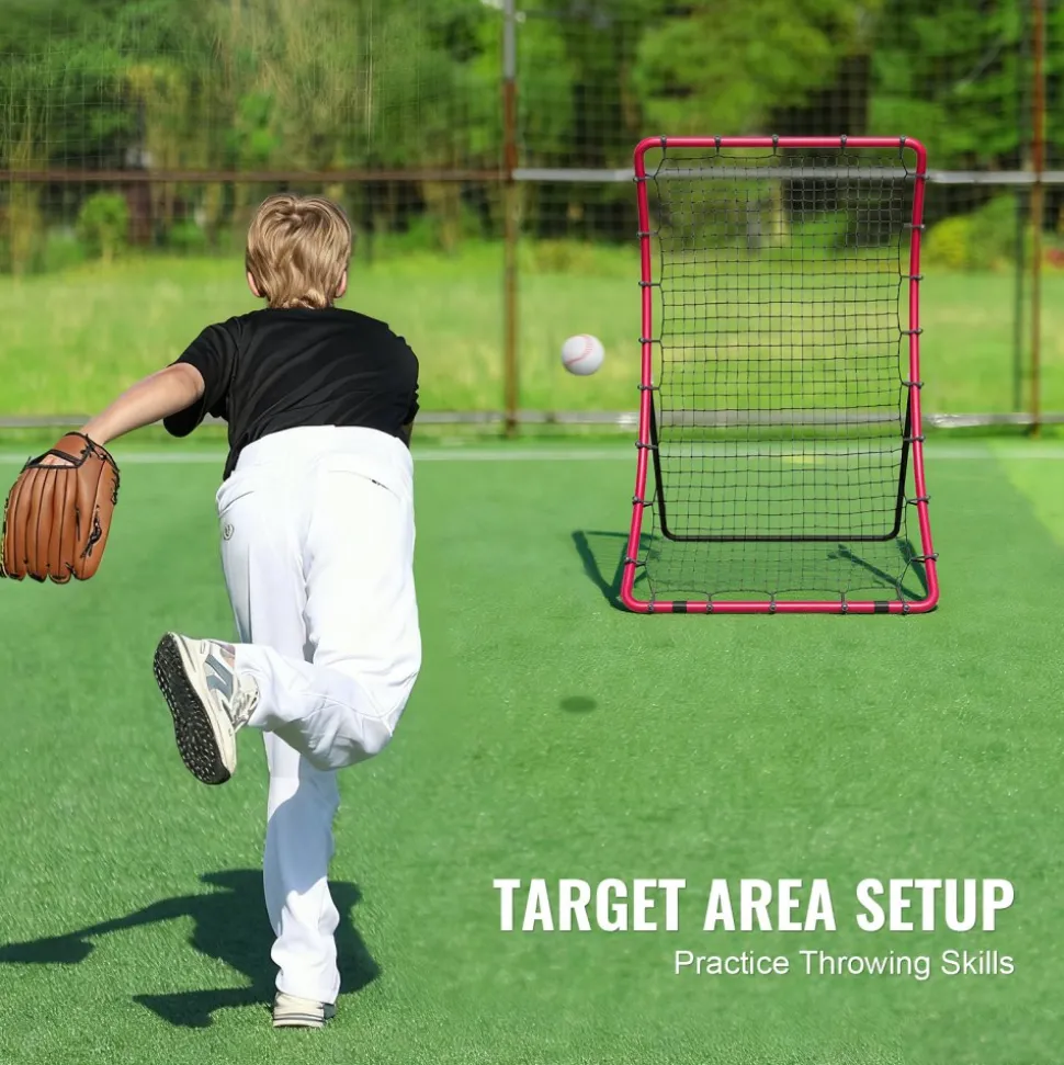 VEVOR Baseball And Softball Rebounder Net, 4 x 6 Feet PitchBack Baseball Nest for Pitching and Fielding Training, Pitch Return Trainer Rebound Net with Pitching Target, 4 Adjustable Angles