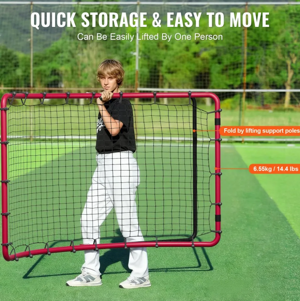 VEVOR Baseball And Softball Rebounder Net, 4 x 6 Feet PitchBack Baseball Nest for Pitching and Fielding Training, Pitch Return Trainer Rebound Net with Pitching Target, 4 Adjustable Angles