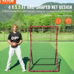 VEVOR Baseball And Softball Rebounder Net, 4 x 6 Feet PitchBack Baseball Nest for Pitching and Fielding Training, Pitch Return Trainer Rebound Net with Pitching Target, 4 Adjustable Angles