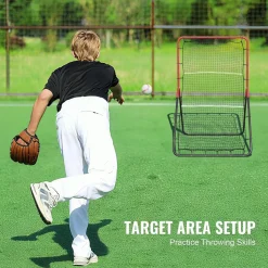 VEVOR Baseball And Softball Rebounder Net, 3 x 4.5 ft PitchBack Baseball Pitching Nest, 3-Way Baseball, Softball Pitchback Net, Fielding Trainer, Bounce Back Net for Fielding/Throwing Practice