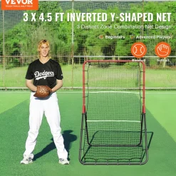 VEVOR Baseball And Softball Rebounder Net, 3 x 4.5 ft PitchBack Baseball Pitching Nest, 3-Way Baseball, Softball Pitchback Net, Fielding Trainer, Bounce Back Net for Fielding/Throwing Practice