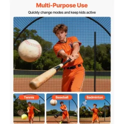 VEVOR Baseball Batting Cage, 40.0 x 12.1 x 10.0 FT Freestanding Portable Batting Cage, Hitting Cages with 4-Ply Knotless Polyester & Pitching Machine Opening, Battings Cages Netting for Indoor Outdoor
