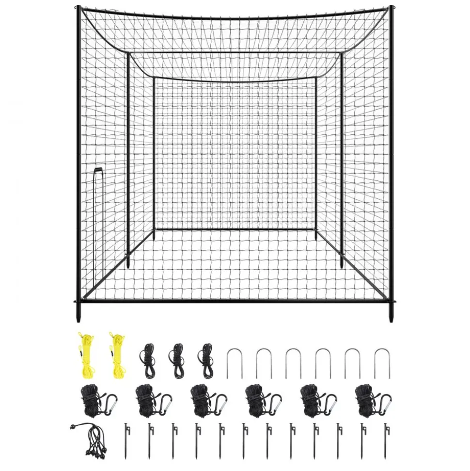 VEVOR Baseball Batting Cage, 35.0 x 10.5 x 10.2 FT Freestanding Portable Batting Cage, Hitting Cages with 45-Ply Knotted HDPE & Long Positioning Ropes, Battings Cages Netting for Indoor Outdoor