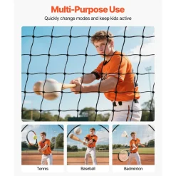 VEVOR Baseball Batting Cage, 19.9 x 12.0 x 8.2 FT Freestanding Portable Batting Cage, Hitting Cages with 30-Ply Knotted HDPE & Pitching Machine Opening, Battings Cages Netting for Indoor Outdoor