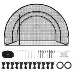 VEVOR Baseball Batting Cage, 22.2 x 12.1 x 7.9 FT Freestanding Portable Batting Cage, Hitting Cages with 4-Ply Knotless Polyester & Pitching Machine Opening, Battings Cages Netting for Indoor Outdoor
