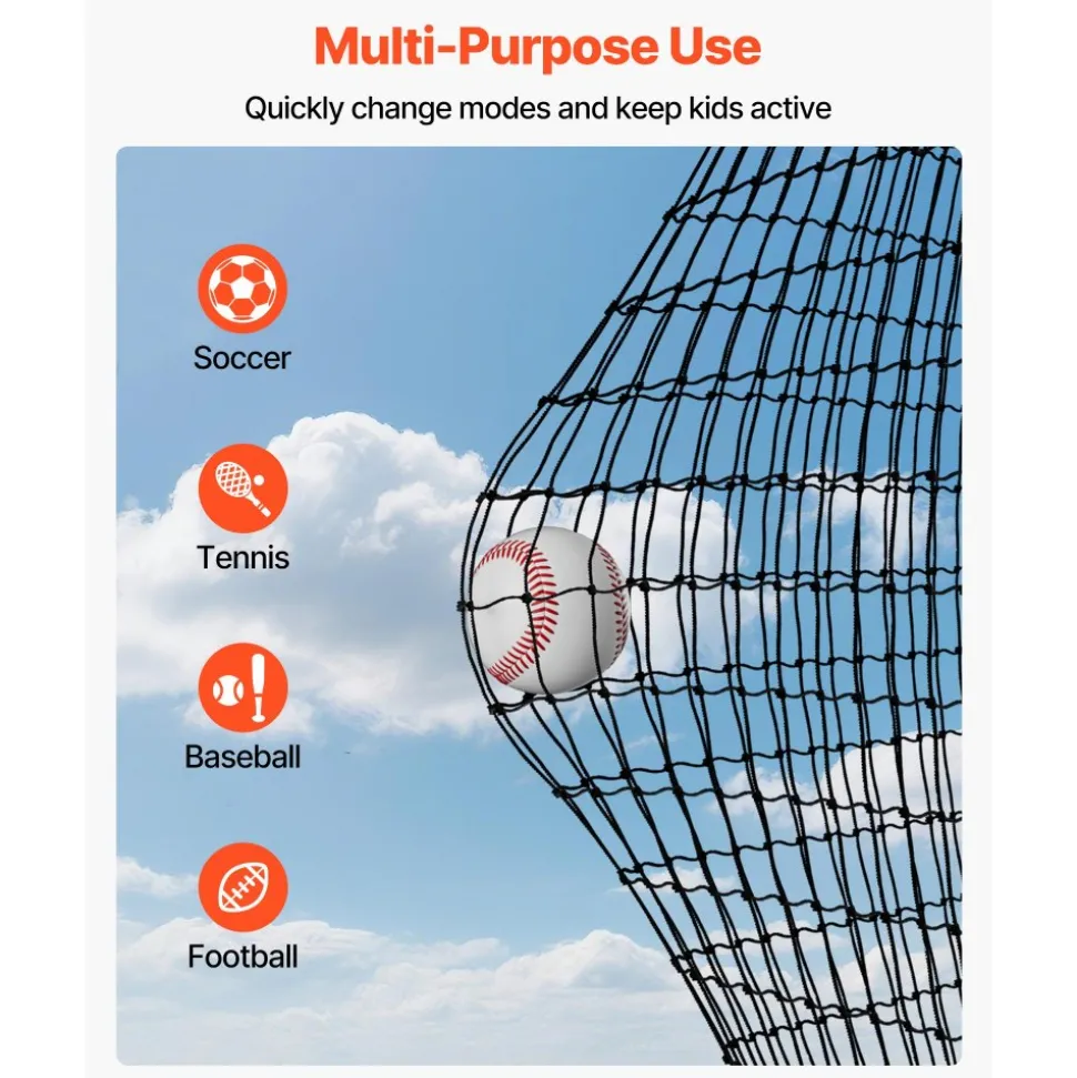 VEVOR Baseball Batting Cage, 41.7 x 12.8 x 10.1 FT Freestanding Portable Batting Cage, Hitting Cages with 30-Ply Knotted HDPE & Carabiner Hooks, Battings Cages Netting for Indoor, Outdoor (NET ONLY)