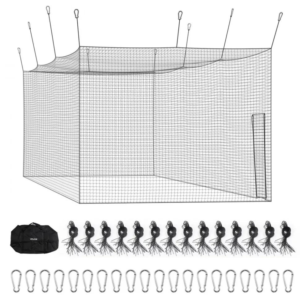 VEVOR Baseball Batting Cage, 41.7 x 12.8 x 10.1 FT Freestanding Portable Batting Cage, Hitting Cages with 30-Ply Knotted HDPE & Carabiner Hooks, Battings Cages Netting for Indoor, Outdoor (NET ONLY)