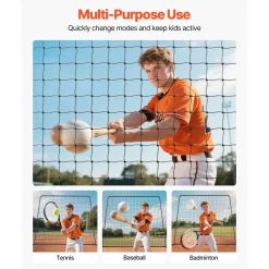 VEVOR Baseball Batting Cage, 39.4 x 12.1 x 10.2 FT Freestanding Portable Batting Cage, Hitting Cages with 45-Ply Knotted HDPE & Long Positioning Ropes, Battings Cages Netting for Indoor Outdoor