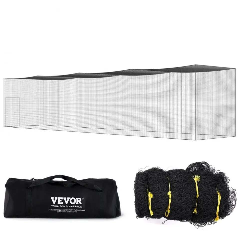 VEVOR Baseball Batting Netting, Professional Softball Baseball Batting Hitting Training Net, Practice Portable Pitching Cage Net with Door & Carry Bag, Heavy Duty Enclosed PE Netting, 55FT (NET ONLY)