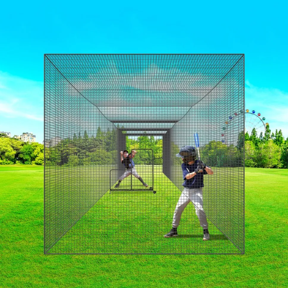 VEVOR Baseball Batting Netting, Professional Softball Baseball Batting Hitting Training Net, Practice Portable Pitching Cage Net with Door & Carry Bag, Heavy Duty Enclosed PE Netting, 55FT (NET ONLY)