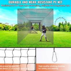 VEVOR Baseball Batting Netting, Professional Softball Baseball Batting Hitting Training Net, Practice Portable Pitching Cage Net with Door & Carry Bag, Heavy Duty Enclosed PE Netting, 55FT (NET ONLY)