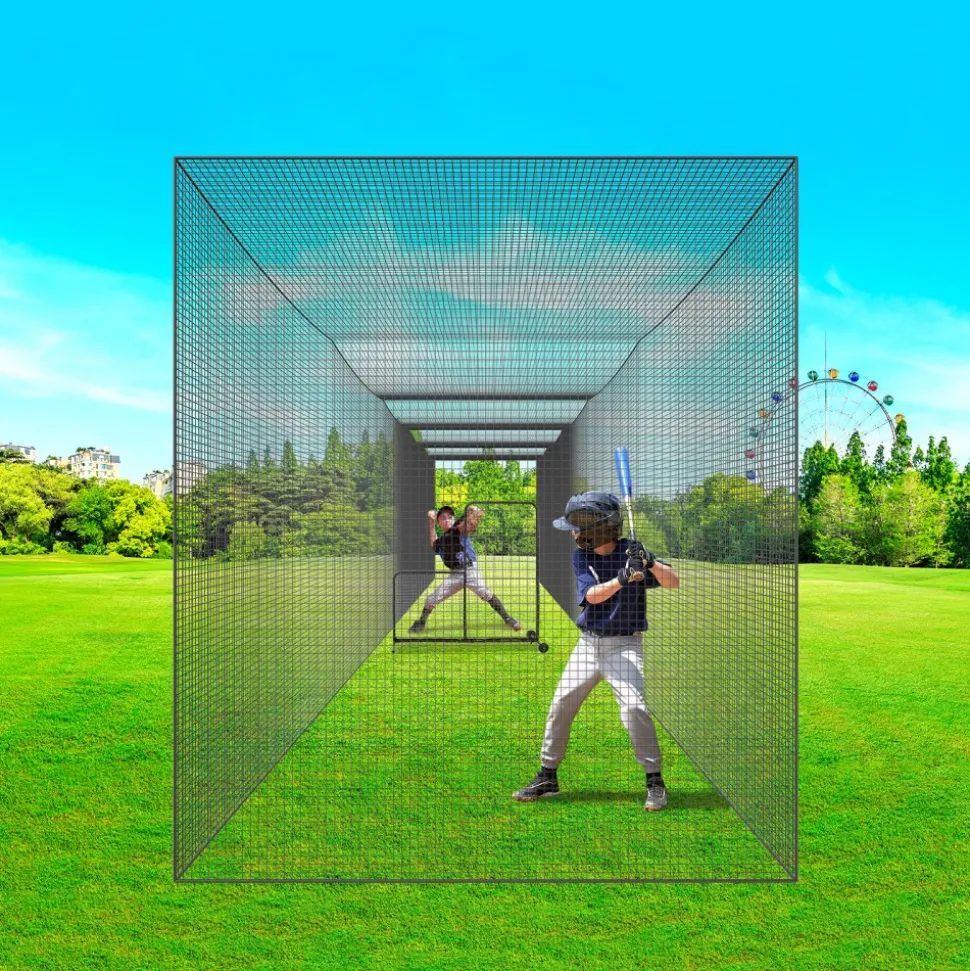 VEVOR Baseball Batting Netting, Professional Softball Baseball Batting Hitting Training Net, Practice Portable Pitching Cage Net with Door & Carry Bag, Heavy Duty Enclosed PE Netting, 70FT (NET ONLY)