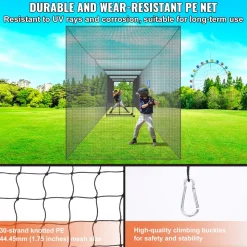 VEVOR Baseball Batting Netting, Professional Softball Baseball Batting Hitting Training Net, Practice Portable Pitching Cage Net with Door & Carry Bag, Heavy Duty Enclosed PE Netting, 70FT (NET ONLY)